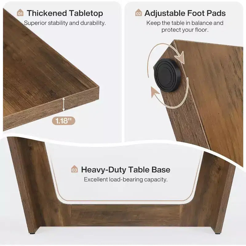 Table de salle à manger en bois de 180 cm, rectangulaire, style ferme, pour 6 à 8 personnes avec piédestal solide