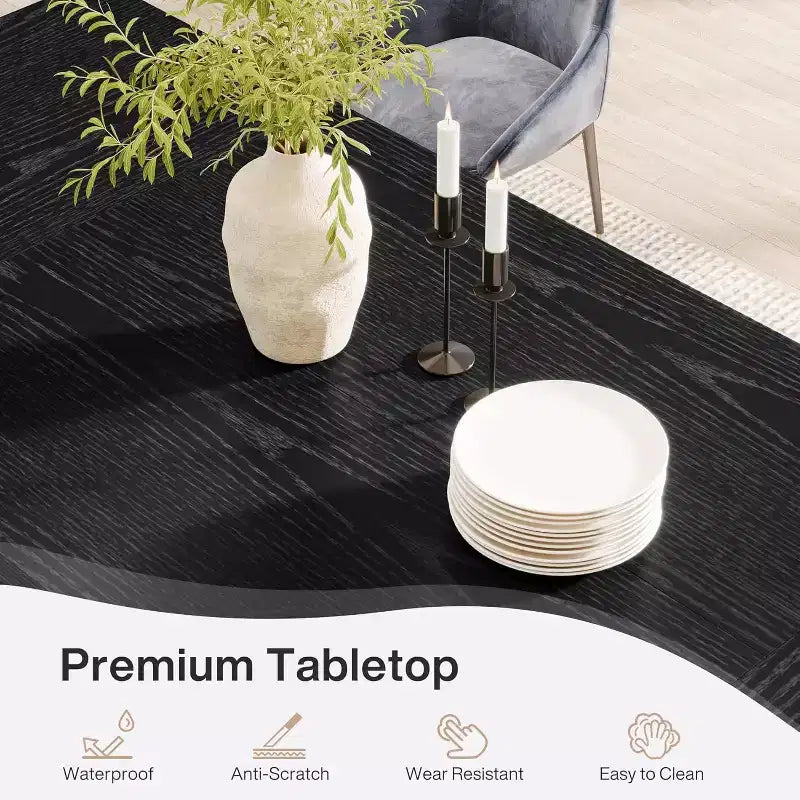Table de salle à manger en bois de 180 cm, rectangulaire, style ferme, pour 6 à 8 personnes avec piédestal solide