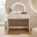 Okak 39 Vanity Table with Drawers and Lights, Modern Vanity Table Set with Mirror Touch Screen Lighted Mirror for Bedroom, White