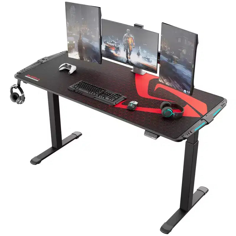 Gaming Standing Desk with RGB Lighting,65 W x 27.5 D x 29'' - 48.5 H