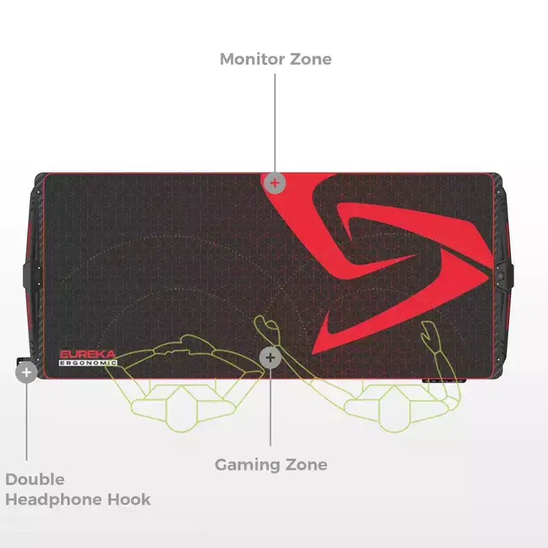Bureau de gaming debout avec éclairage RGB, 165 cm L x 70 cm P x 74-123 cm H