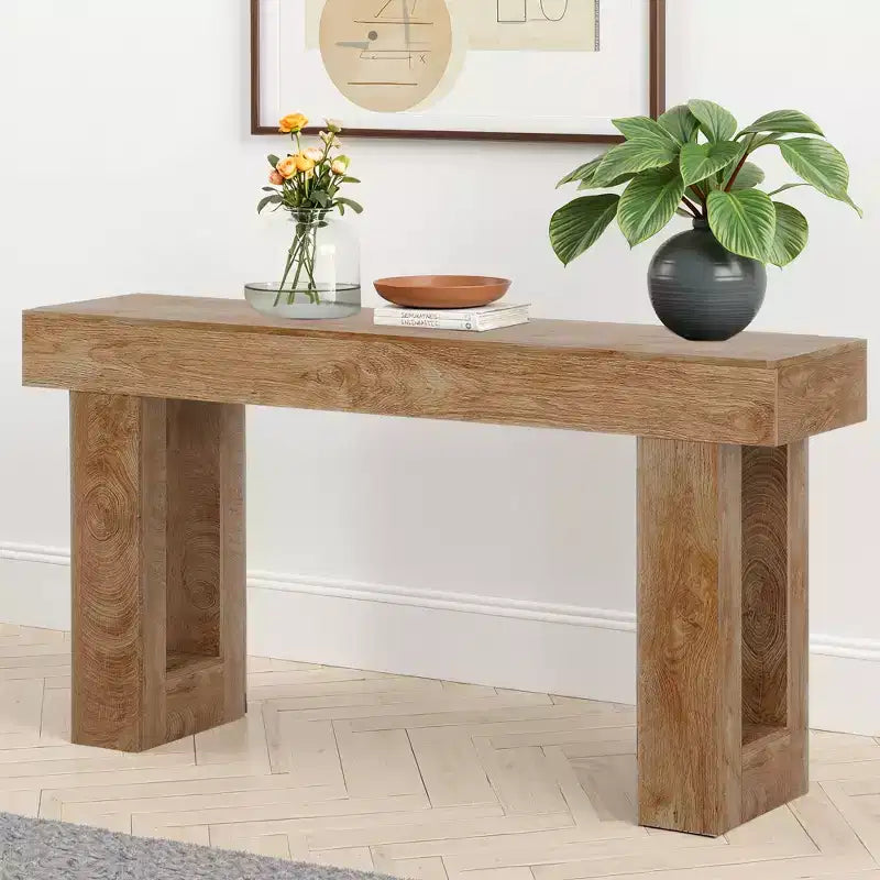 Table console de style rustique en bois de 63 pouces, table d'appoint d'entrée