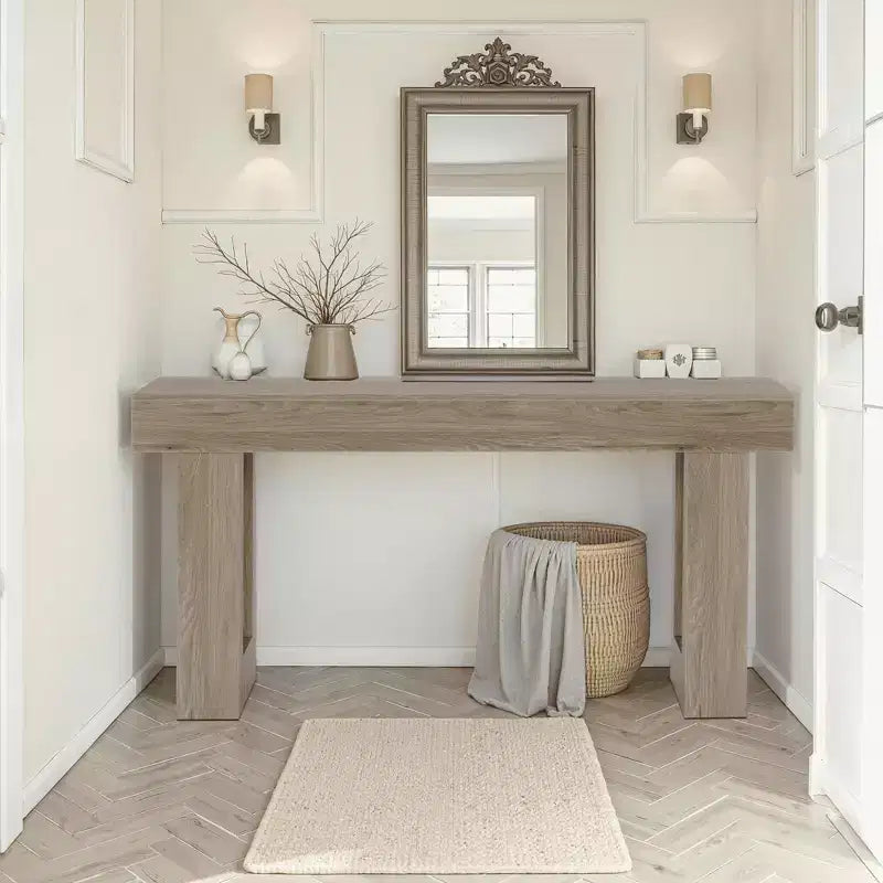 Table console de style rustique en bois de 63 pouces, table d'appoint d'entrée