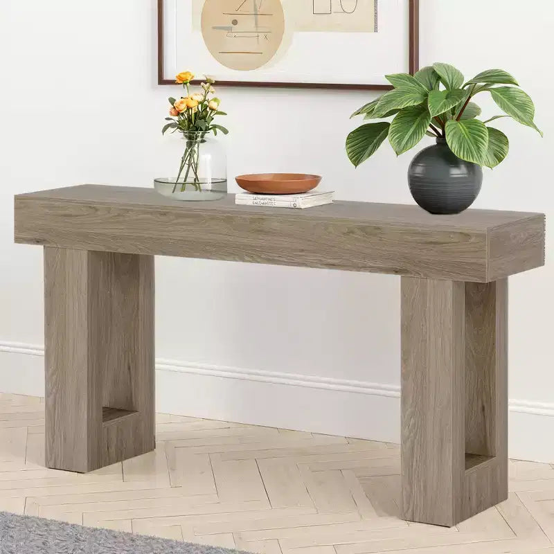 Table console de style rustique en bois de 63 pouces, table d'appoint d'entrée