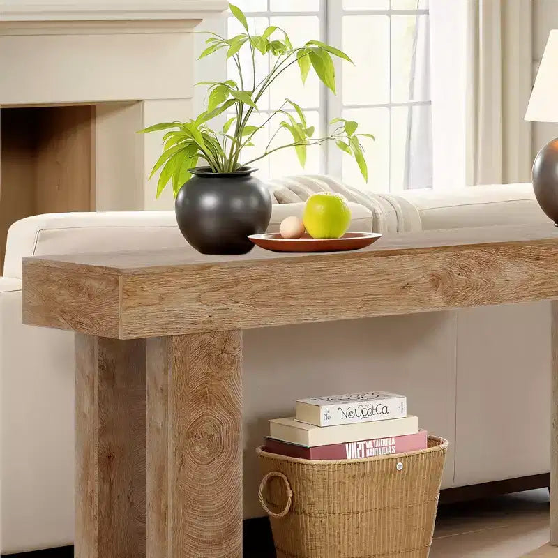 Table console de style rustique en bois de 63 pouces, table d'appoint d'entrée