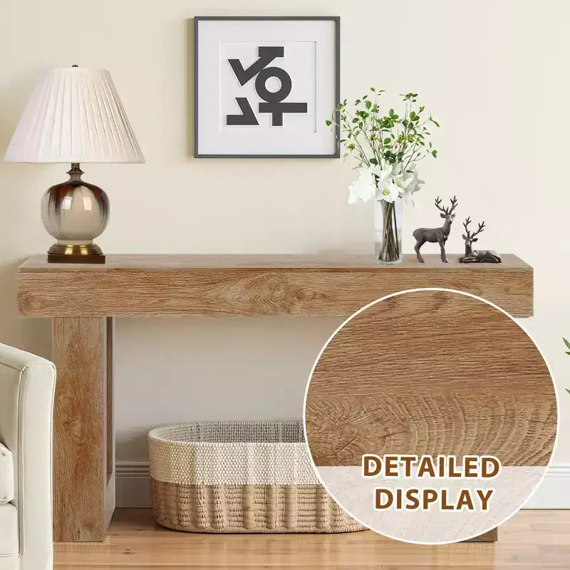 Table console de style rustique en bois de 63 pouces, table d'appoint d'entrée