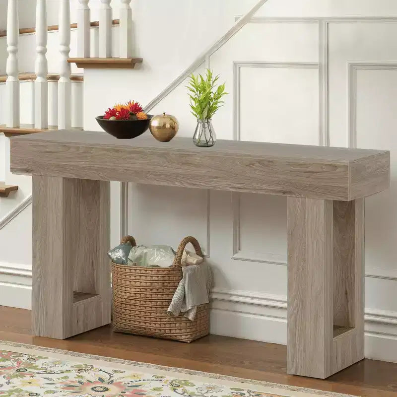 MAYEERTY 63 Inch Rustic Country Style Wooden Sofa Table Entryway Accent Table