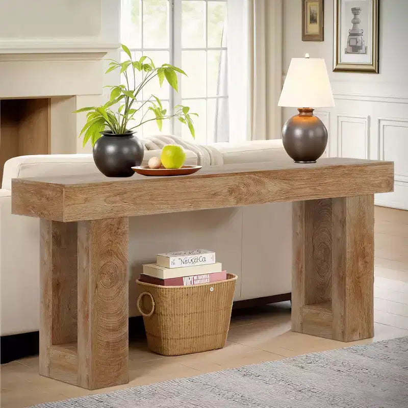 Table console de style rustique en bois de 63 pouces, table d'appoint d'entrée
