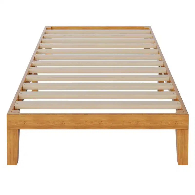 Cadre de lit en bois sans ressort avec lattes robustes, design minimaliste et installation facile