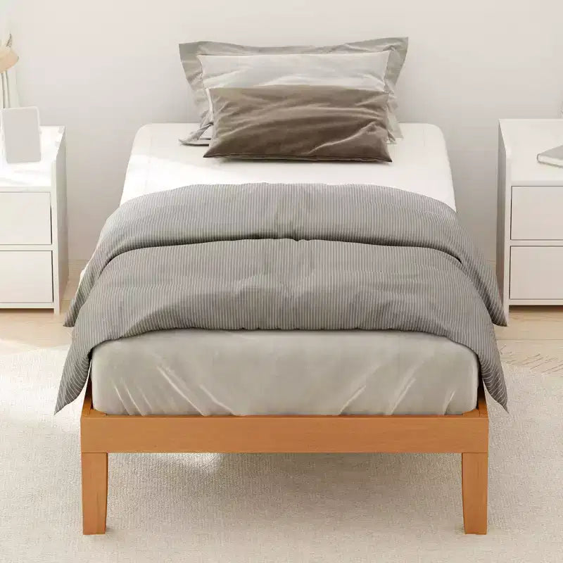 Cadre de lit en bois sans ressort avec lattes robustes, design minimaliste et installation facile