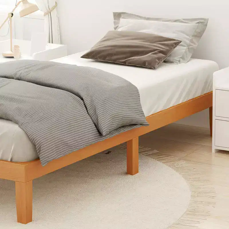 Cadre de lit en bois sans ressort avec lattes robustes, design minimaliste et installation facile