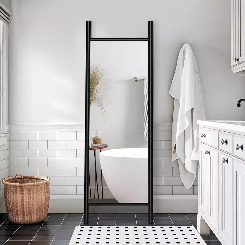 Miroir Penché Entier en Bois Massif de Couleur Naturelle à Cadre Arqué 64x21