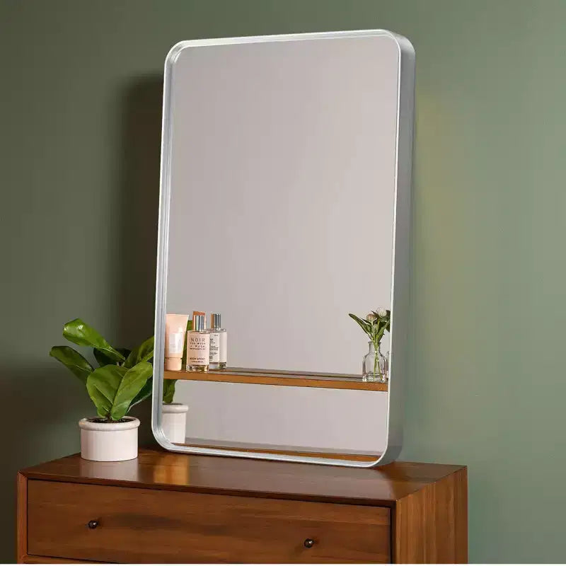Miroir Penché Entier en Bois Massif de Couleur Naturelle à Cadre Arqué 64x21