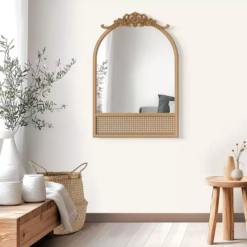 Miroir Penché Entier en Bois Massif de Couleur Naturelle à Cadre Arqué 64x21