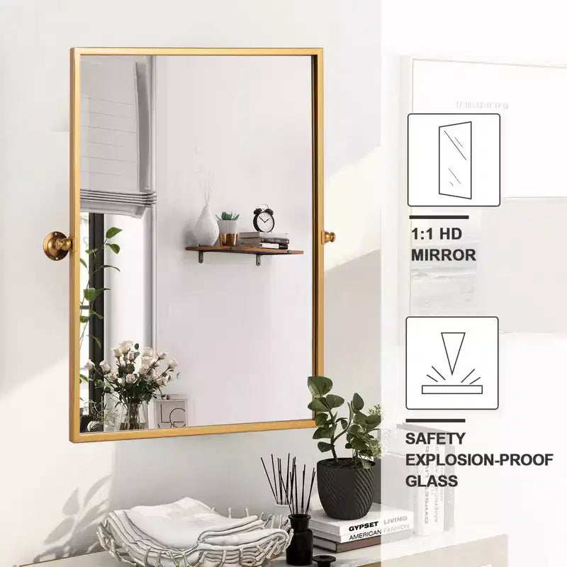 Miroir Penché Entier en Bois Massif de Couleur Naturelle à Cadre Arqué 64x21
