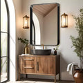 38x26 Rectangle Bathroom Mirror with Aluminum Alloy Frame, Wall Mounted Vanity Mirror for Bedroom Living Room Entryway, Black