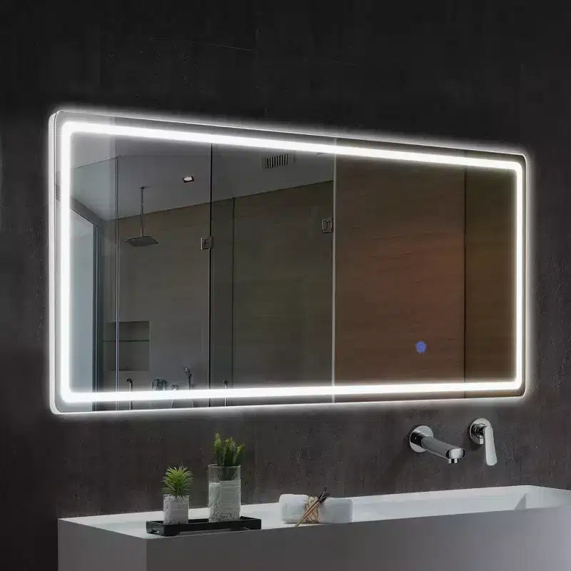 Miroir de Salle de Bain Rectangulaire 38x26 avec Cadre en Alliage d'Aluminium, Miroir Mural pour Chambre, Salon, Entrée, Noir
