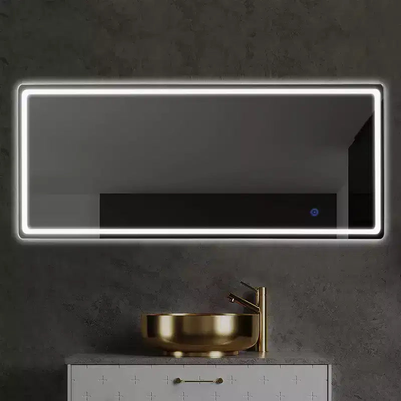 Miroir de Salle de Bain Rectangulaire 38x26 avec Cadre en Alliage d'Aluminium, Miroir Mural pour Chambre, Salon, Entrée, Noir