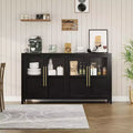 Acekool 55 Farmhouse Storage Cabinet  4 Glass Door Sideboard with Shelves, Slim Kitchen & Dining Organizer in Crisp White