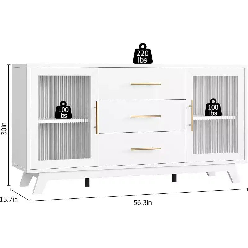 Meuble bar Coffer avec 2 portes en verre cannelé