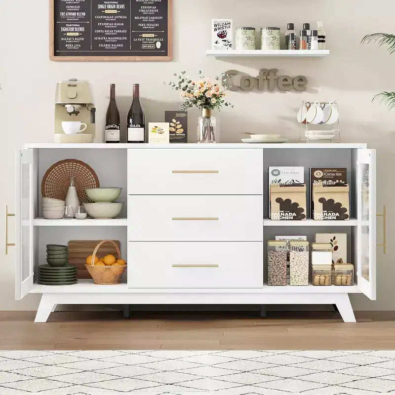 Meuble bar Coffer avec 2 portes en verre cannelé