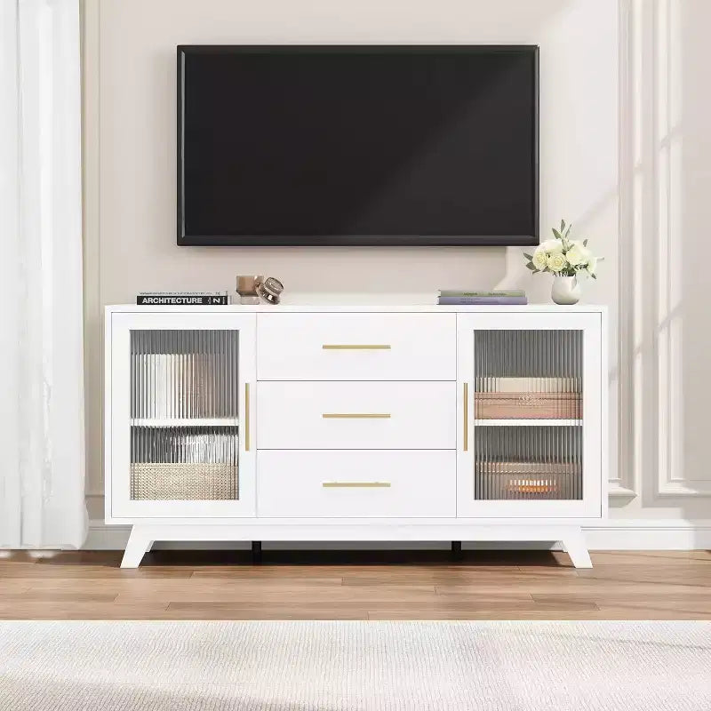 Meuble bar Coffer avec 2 portes en verre cannelé