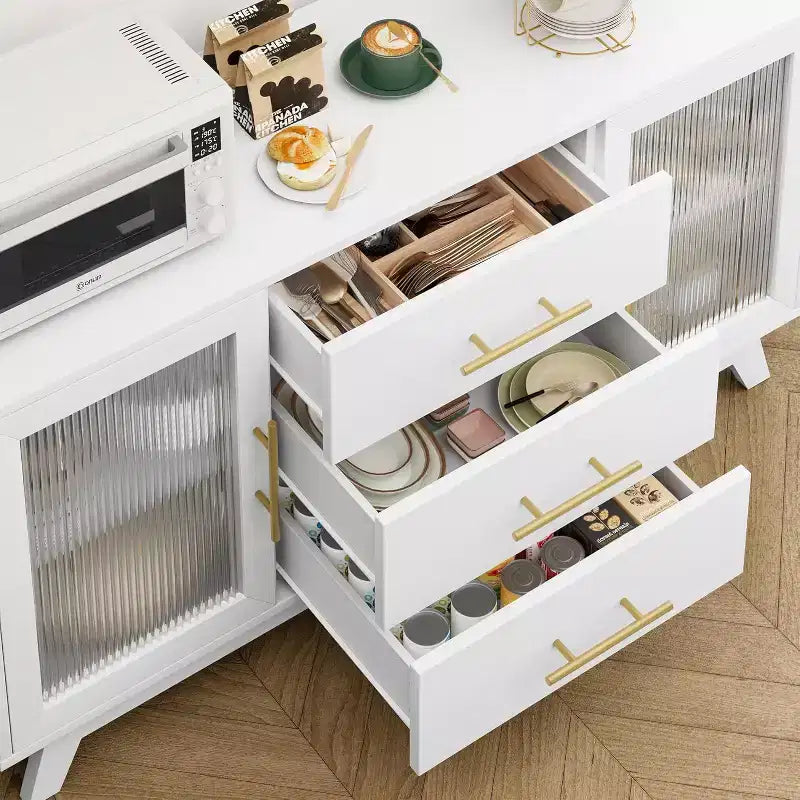 Meuble bar Coffer avec 2 portes en verre cannelé