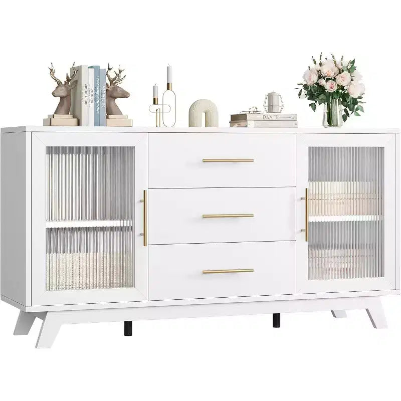 Meuble bar Coffer avec 2 portes en verre cannelé
