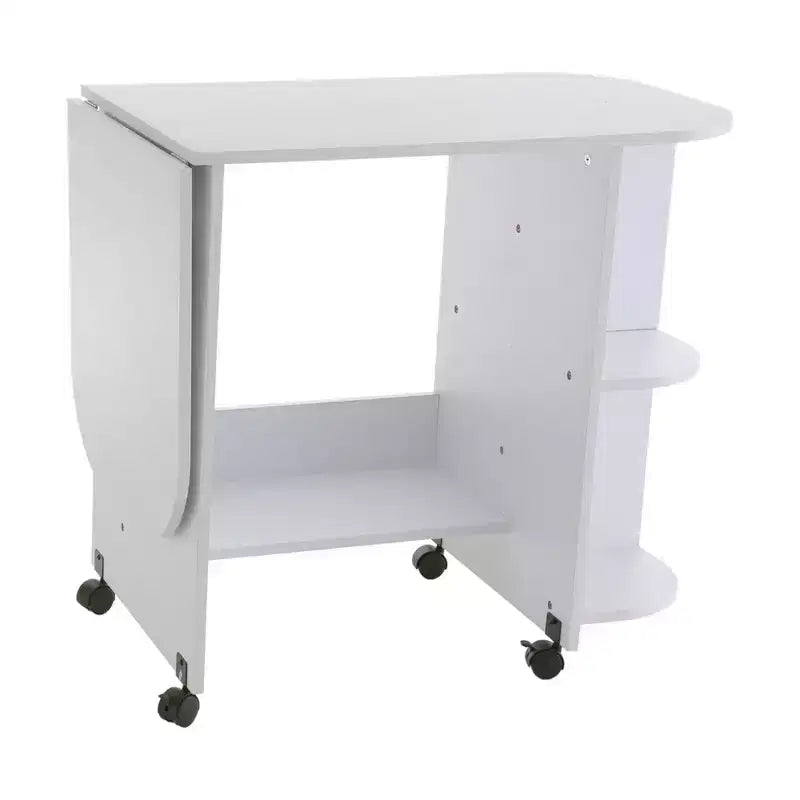 Table de couture/station d'artisanat roulante extensible - Blanche