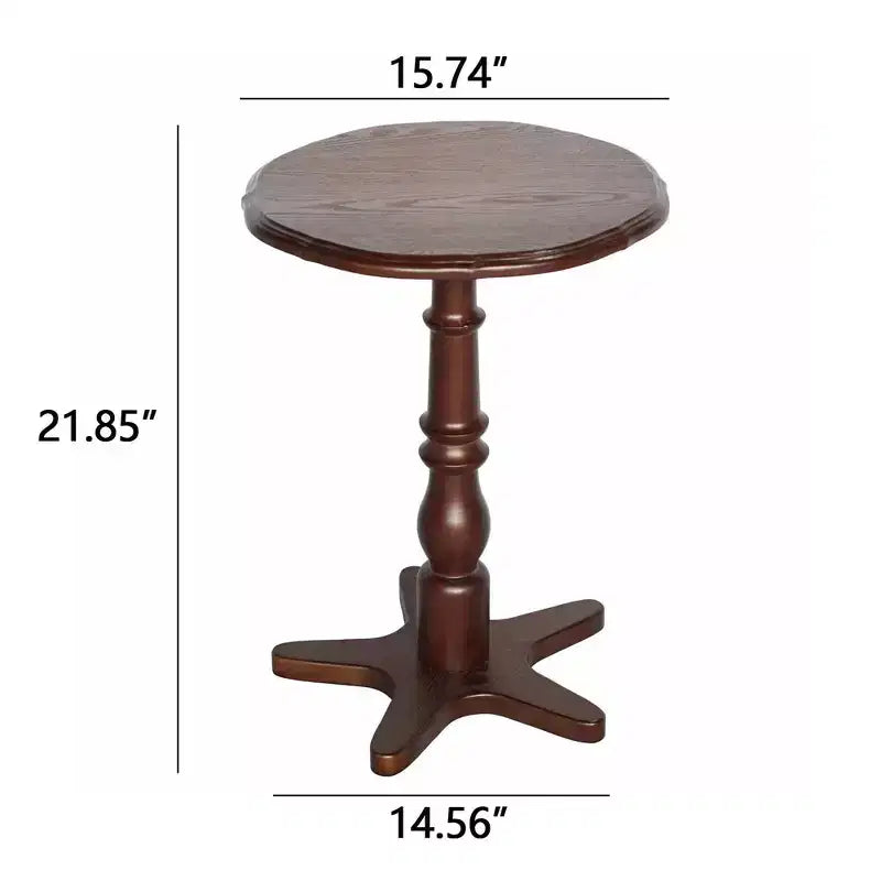 Table basse ronde 15,75 po, Tables basses d'appoint à piédestal en bois, Table de chevet d'appoint vintage pour salon, marron