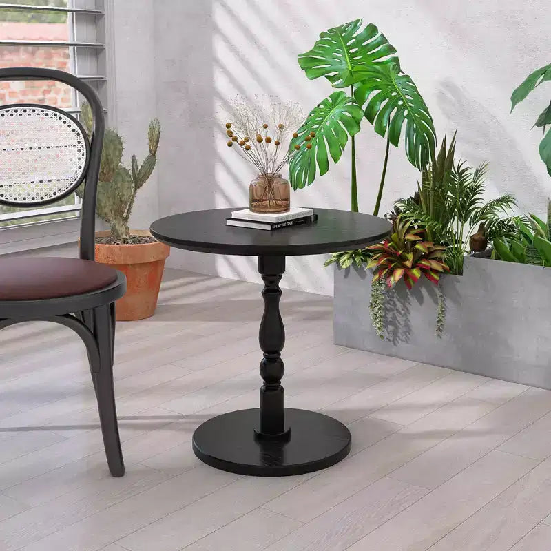 Table basse ronde 23 noire, table d'appoint ronde, petite table à boire pour petit salon