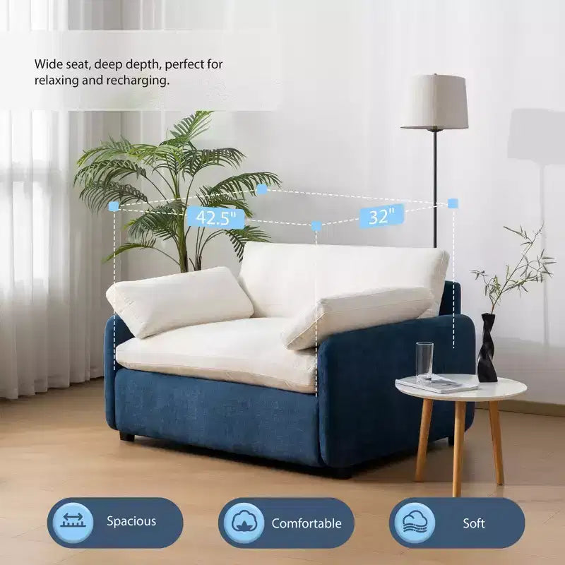 Fauteuil chenille surdimensionné avec assise profonde et coussins décoratifs