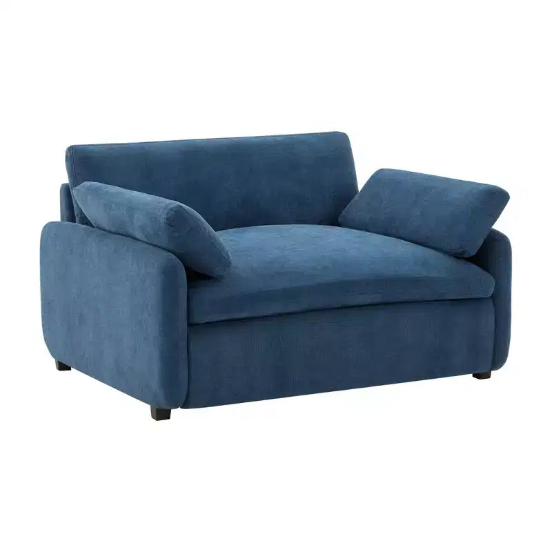 Fauteuil chenille surdimensionné avec assise profonde et coussins décoratifs
