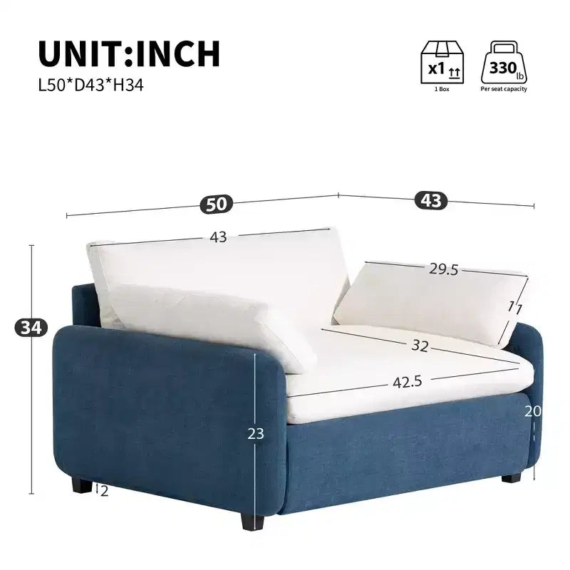 Fauteuil chenille surdimensionné avec assise profonde et coussins décoratifs