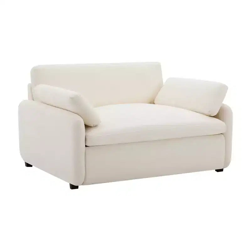 Fauteuil chenille surdimensionné avec assise profonde et coussins décoratifs