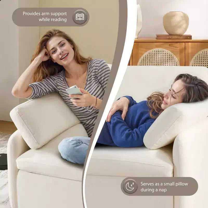 Fauteuil chenille surdimensionné avec assise profonde et coussins décoratifs