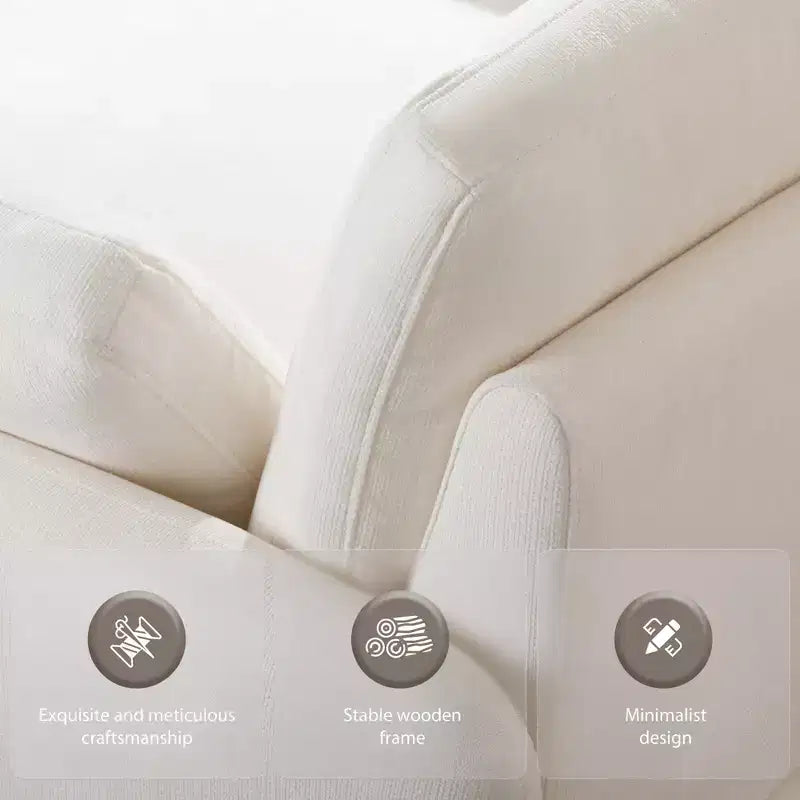 Fauteuil chenille surdimensionné avec assise profonde et coussins décoratifs