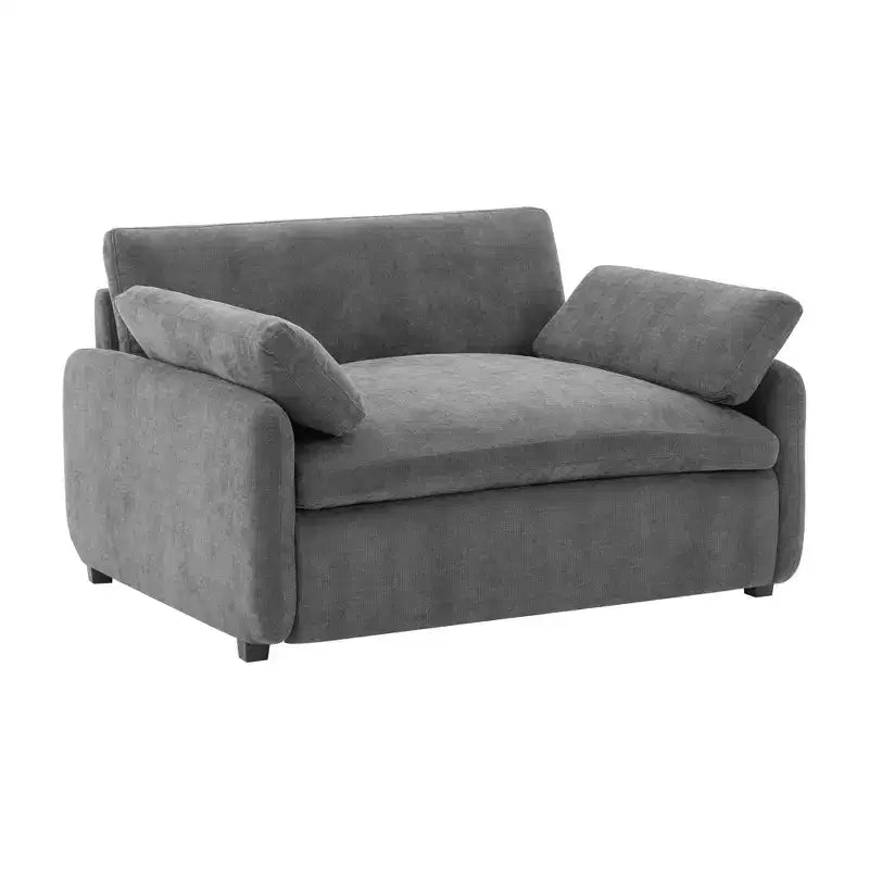 Fauteuil chenille surdimensionné avec assise profonde et coussins décoratifs