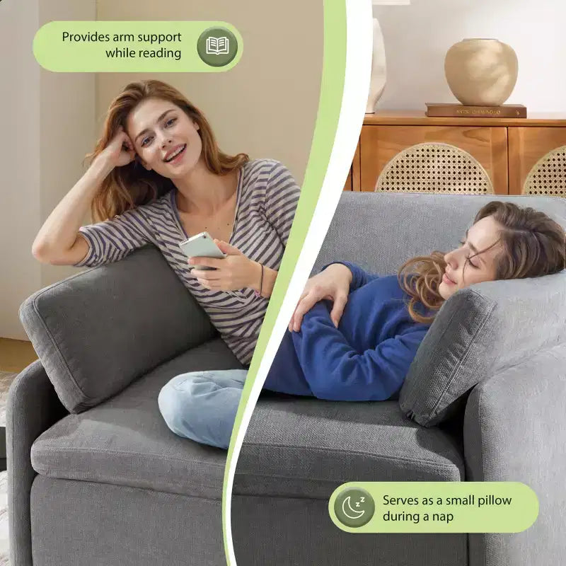Fauteuil chenille surdimensionné avec assise profonde et coussins décoratifs