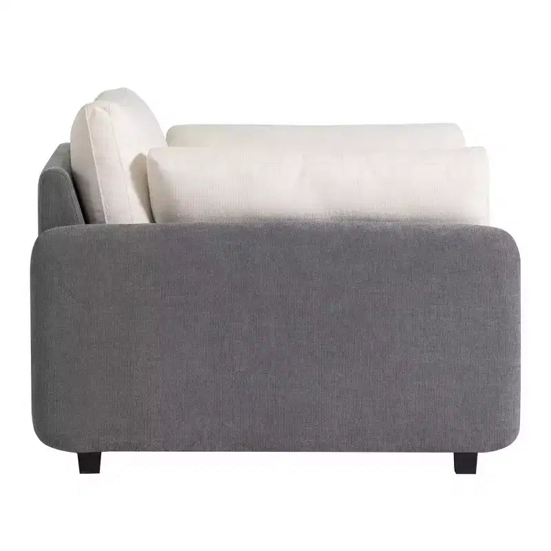 Fauteuil chenille surdimensionné avec assise profonde et coussins décoratifs