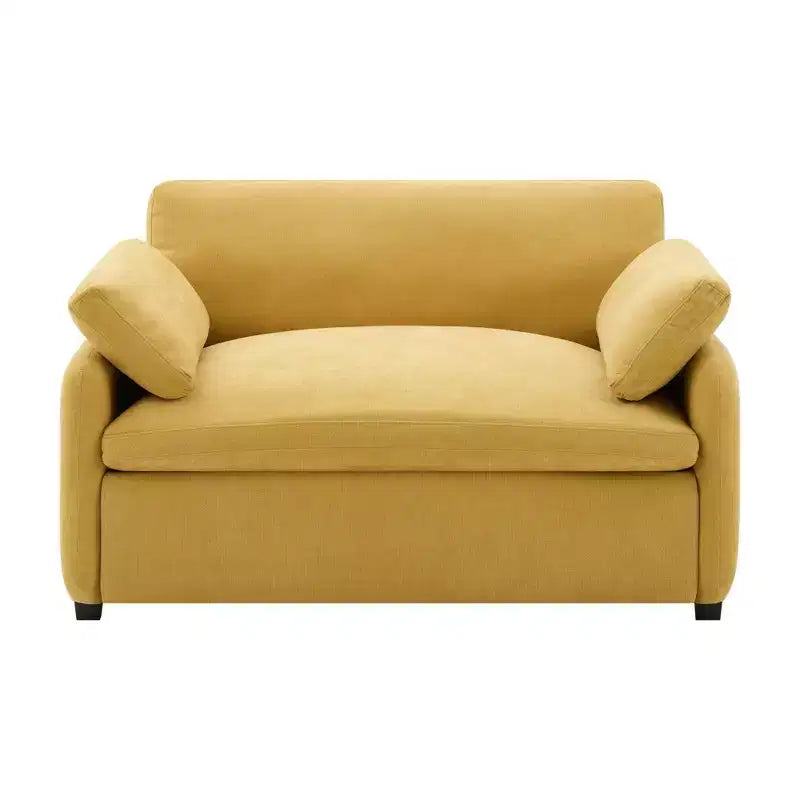 Fauteuil chenille surdimensionné avec assise profonde et coussins décoratifs