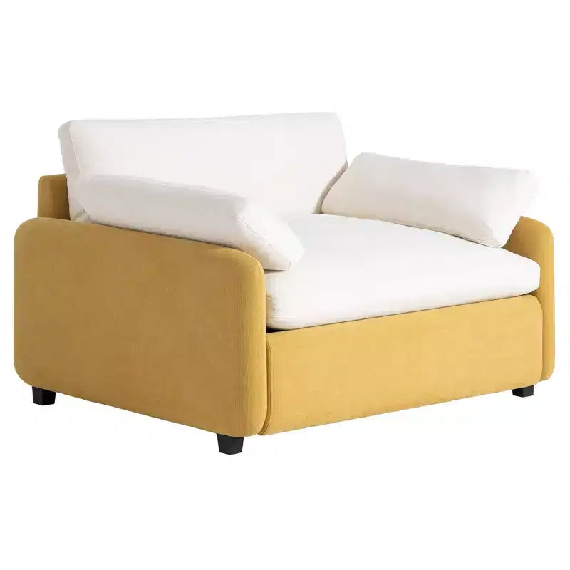 Fauteuil chenille surdimensionné avec assise profonde et coussins décoratifs