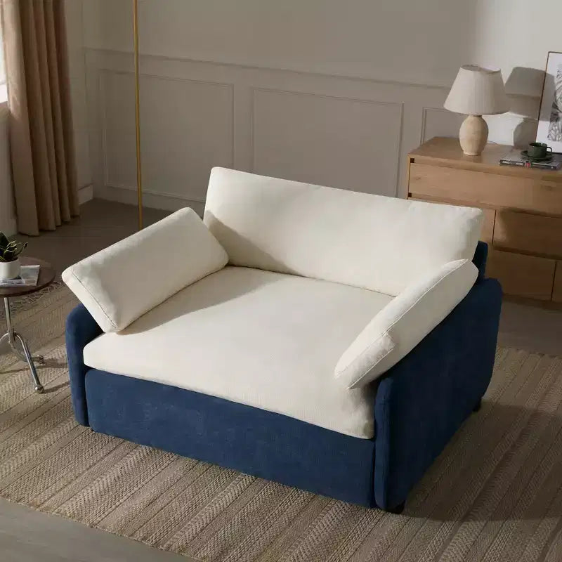 Fauteuil chenille surdimensionné avec assise profonde et coussins décoratifs