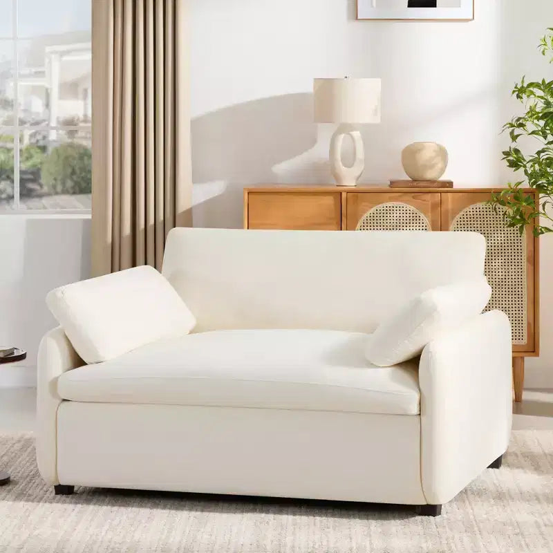 Fauteuil chenille surdimensionné avec assise profonde et coussins décoratifs