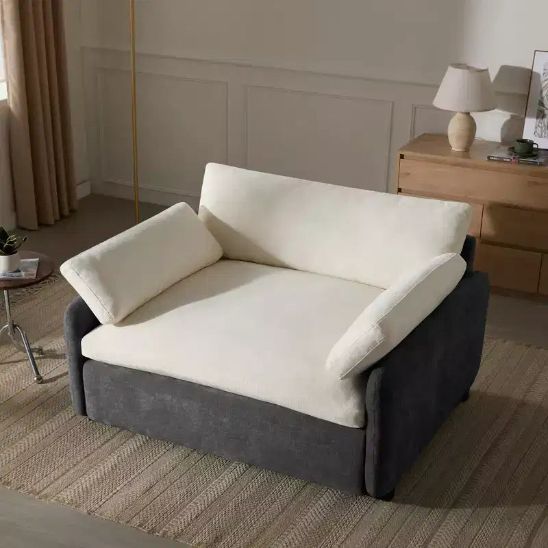 Fauteuil chenille surdimensionné avec assise profonde et coussins décoratifs