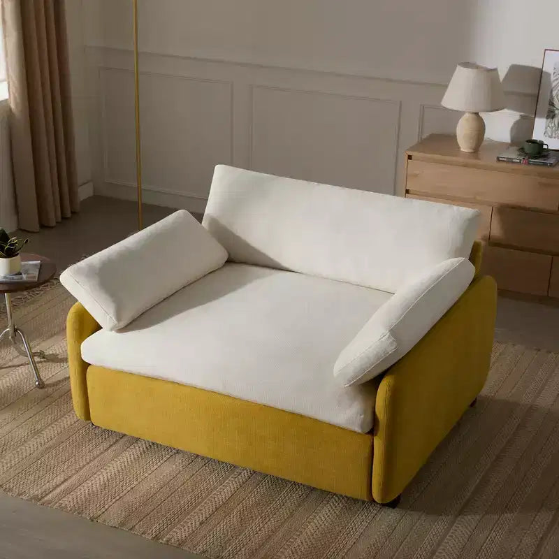 Fauteuil chenille surdimensionné avec assise profonde et coussins décoratifs