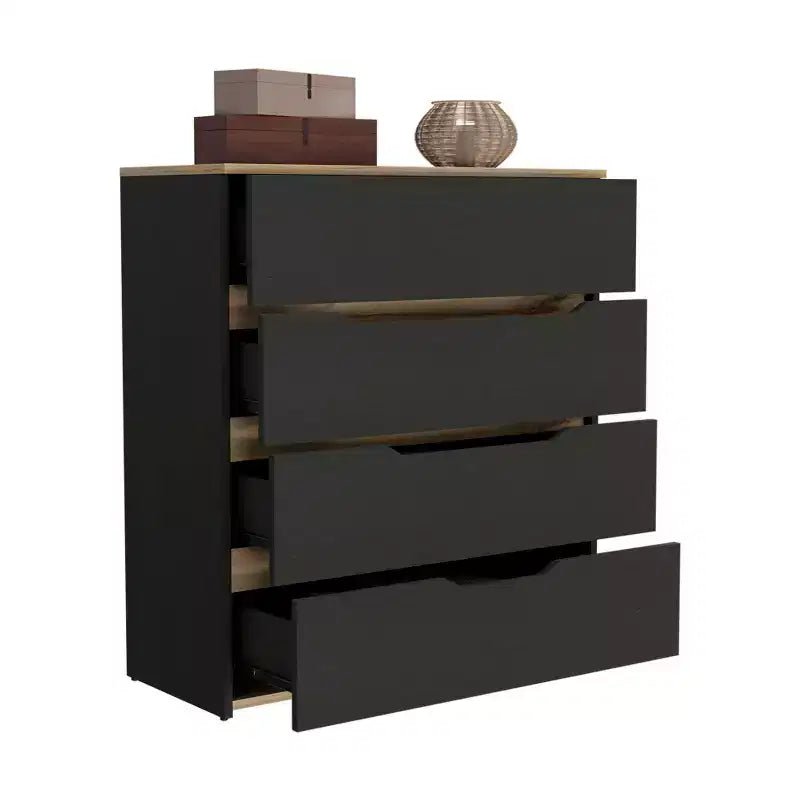 Commode moderne à 4 tiroirs avec plateau supérieur, grands tiroirs, commode de chambre à coucher, d'entrée, commode en bois