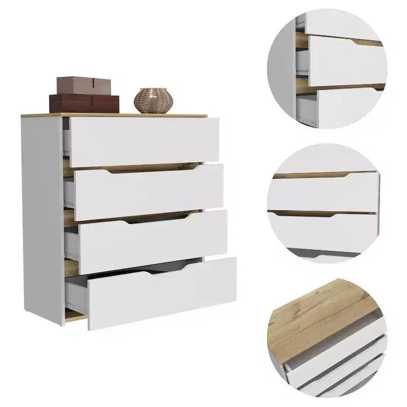 Commode moderne à 4 tiroirs avec plateau supérieur, grands tiroirs, commode de chambre à coucher, d'entrée, commode en bois