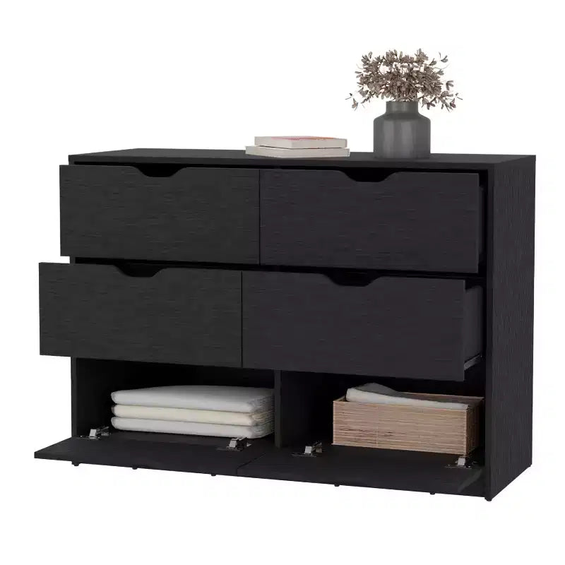 Commode moderne à 4 tiroirs avec plateau supérieur, grands tiroirs, commode de chambre à coucher, d'entrée, commode en bois