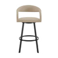 HomeRoots 26 Beige and Black Faux Leather and Iron Low Back Counter Height Swivel Bar Chair